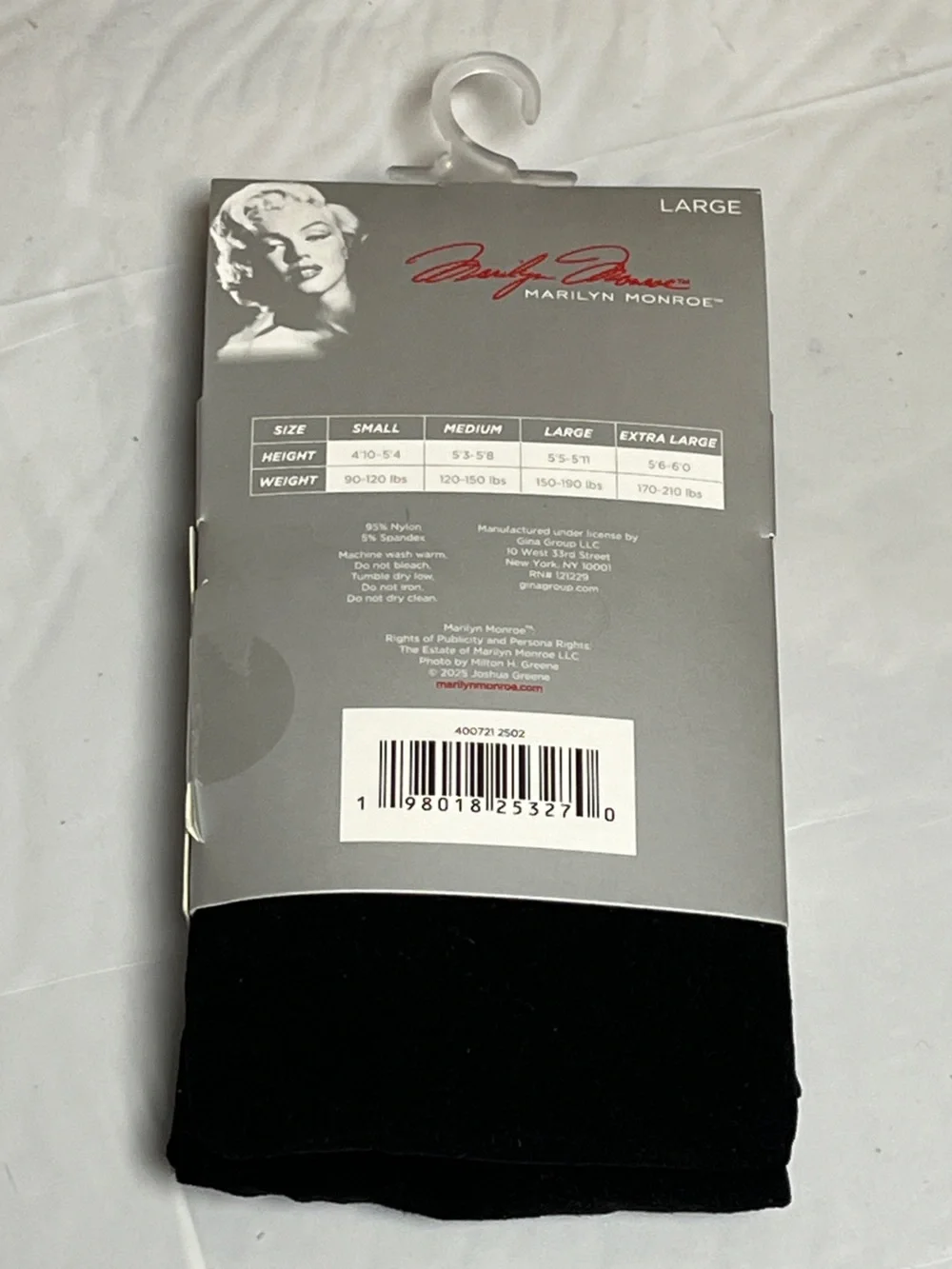 Marilyn Monroe Opaque Tights Black Large L NWT Hosiery